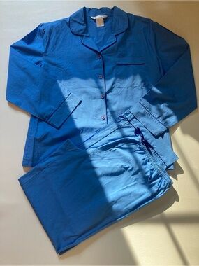 Blue cotton menswear styled pajamas